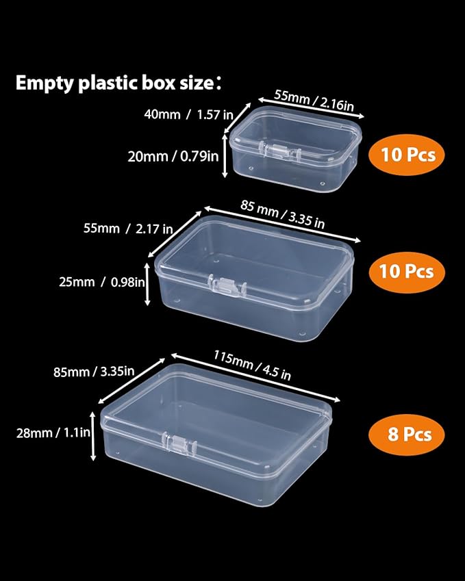 LJY 28 Pieces Mixed Sizes Rectangular Empty Mini Plastic Storage Containers With Lids For Small Items And Other Craft Projects Plastic Containers For Organizing Small Storage Containers