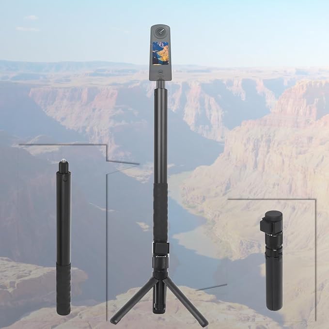 Handheld Invisible Selfie Stick Tripod 360° Rotating 11-45 in Compatible for Insta360 X3/ONE X2/RS/R/GO 3S Invisible Camera Stick Extendable Pole Aluminum Anti Shake Bracket Accessories