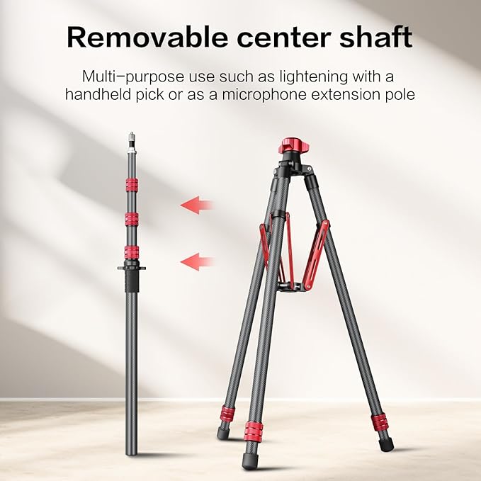 FreeSea Light Stand Carbon Fiber, Adjustable Tripod Stand for Photography, 260cm/102inch Studio Sturdy Tripod for Speedlite Flash Softbox Strobe Light Camera with Carrying Bag