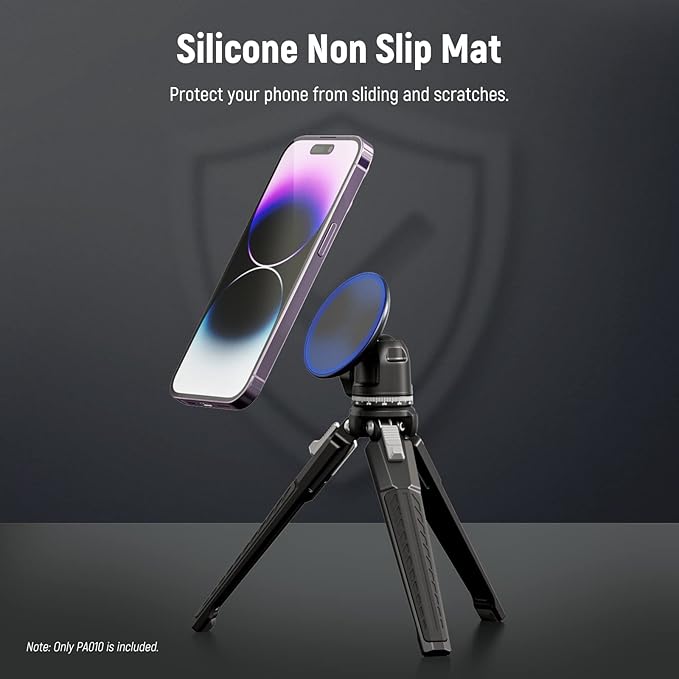 NEEWER Magnetic Phone Tripod Mount Adapter with 1/4" Holes Compatible with iPhone MagSafe Selfie Stick for 15 Pro Max 15 Plus 14 13 12 Pro Max Mini, Phone Holder for Ring Light Video Recording, PA010