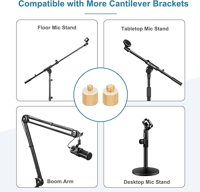 2 Pack Camera Screw Adapter, 1/4" Male to 3/8" Female & 3/8" Male to 1/4" Female Thread Adapter Set for Tripod Stand, Microphone Stand, Mic Mount, and Camera Monitor (Brass)