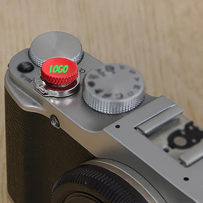 Custom Metal Soft Shutter Release Button with Personalized Logo, Text or Image, Compatible with Fujifilm Threaded Models, 2-Pack (Blue)