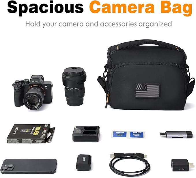 AMOZZ Camera Bags, Small Camera Cases Removable & Adjustable Linin - Hidden Rain Covers Photography Shoulder Bag, Compatible for Nikon, Canon, Sony, 366 Camera - Telescope Cases, Lenses Bag (Black)