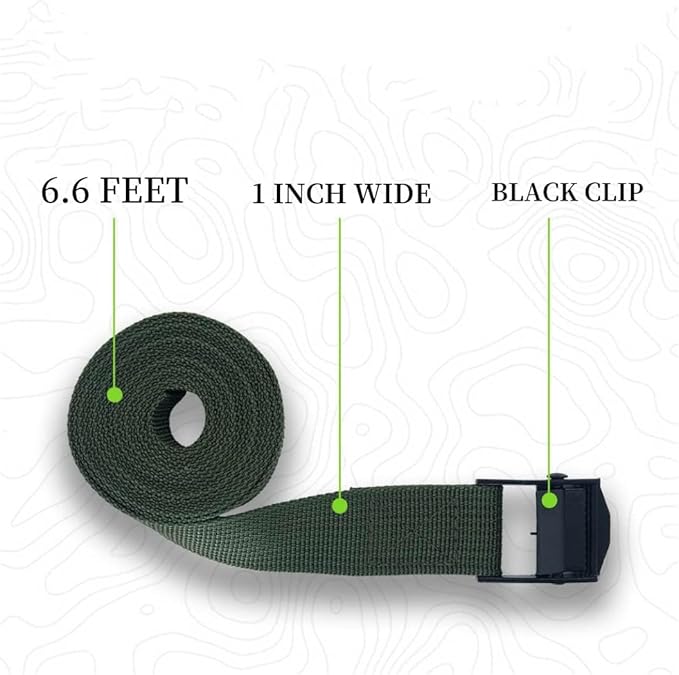 VRBELNI Trail Camera Strap Adjustable Long Outdoor Equipment Straps 6.5FT 6 Pack, Gear Hunting, 400 lbs Tension Stainless Steel Cargo Strap Lashing Locking Kayak, Surfboard, Truck, Bike, 6.5 Feet Each
