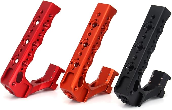 SZJELEN Universal Top Handle with Quick Release NATO Grip with NATO Rail for DSLR Camera Cage, with 3 Cold Shoe Adapters to Mount DSLR Camera with Microphone/LED Light/Monitor (Red with NATO Rail)