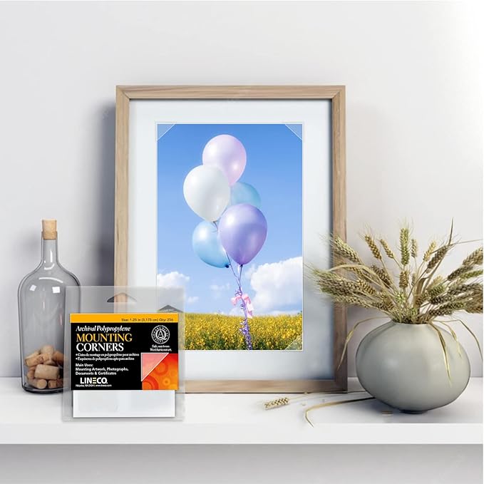 Lineco Acid-Free Archival Polypropylene Mounting Corners, Self Adhesive and Pressure Sensitive, 1.25", for Artwork Pictures and Documents (Qty: 256) Pack of 2