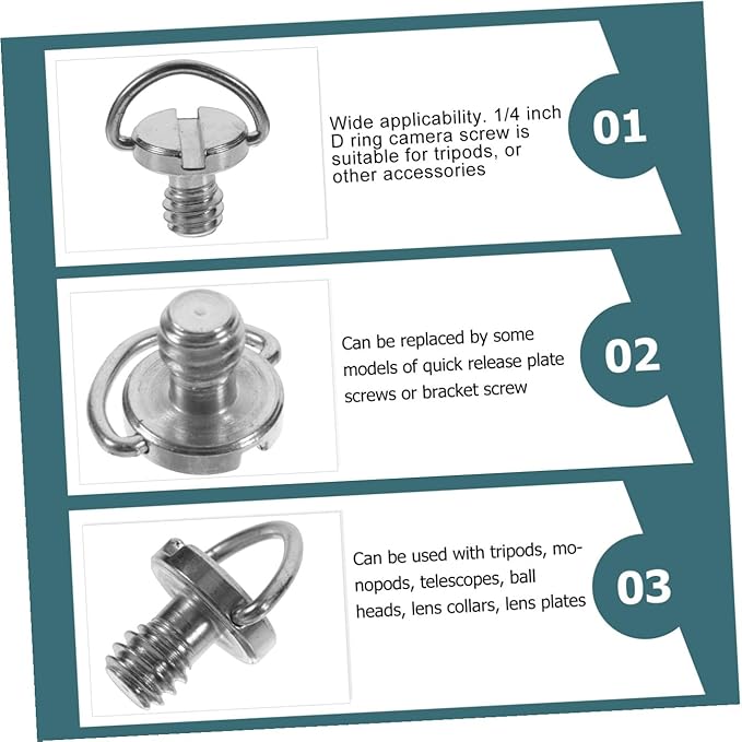 Gadpiparty 5pcs Replacement Camera Mount Screws d Ring Screw for Tripod Mount Quick Release Plate Clamp