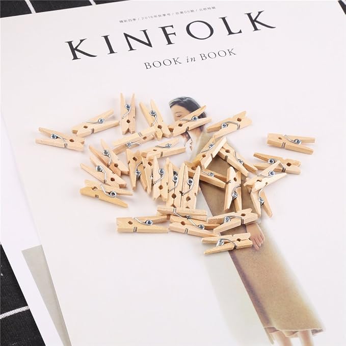 DECORA Sturdy 1 Inch Mini Wooden Craft Clothespins 100pcs