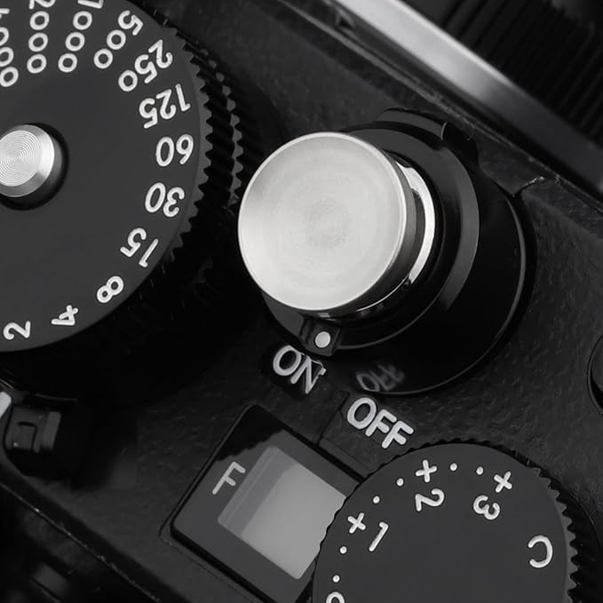 Haoge Metal Shutter Release Button for Fujifilm XM5 XE5 X-E4 X-E2S X-E3 X-T2 X-T3 X-T10 X-T20 X-Pro1 X-Pro2 X100 X100T X100S X100F X100VI X100V and Leica M6 M7 M9 M10 M-E M-P Concave Surface Silver