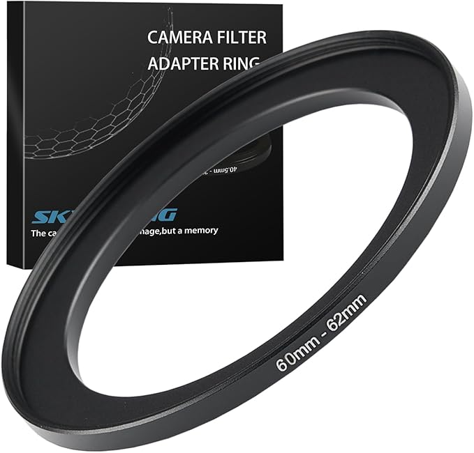 60mm to 62mm Step up Ring Filter Adapter Metal Ring Step up Rings Adapter Filter Compatible with All 62mm UV,CPL,ND,Lens Hood,Threaded Lens ect (60mm to 62mm)