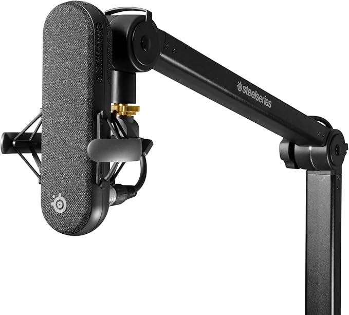 SteelSeries Alias/Alias Pro Mic Boom Arm — For Gaming, Streaming, and Podcasting — 360° Rotation — Desk Clamp — Folding Scissor Design — Hidden Springs — Cable Management — 3/8" and 5/8" Adapters