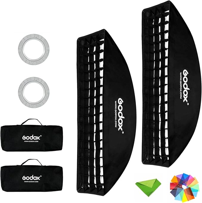 Godox 9x35 inches / 22 * 90cm Honeycomb Strip Softbox Grid Softbox & Bowens Mount Speedring Bowens Mount for Studio Strobe Flash Light Speedlight Speedlite(2PCS)