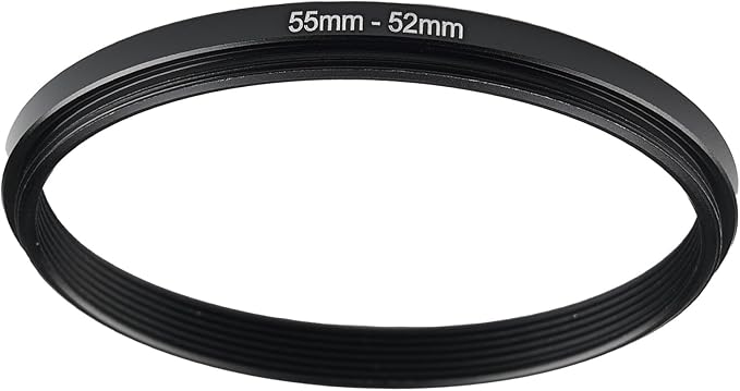 55mm to 52mm Step Up Ring Filter Adapter Black Metal Step up Adapter Rings Compatible with All Brand UV CPL ND Camera Lens Filter Step Down Ring (55mm-52mm)
