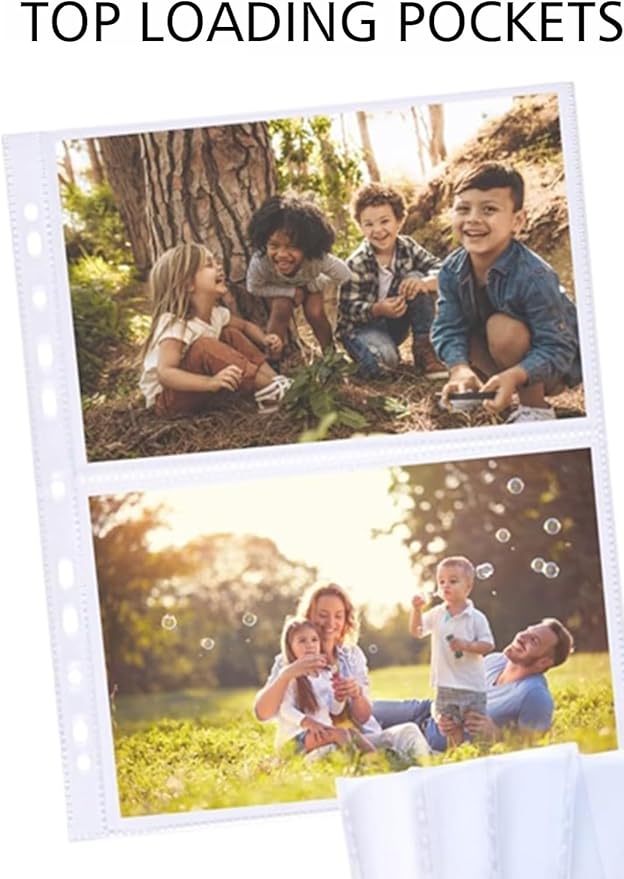 200Pack Photo Sleeves Holds 800 5"x7" Photos, Clear Photo Page Protector for 3 Ring Binder, Double-Sided Photo Album Refill Pages Photo Pockets Photo Sleeves Binder Sheets
