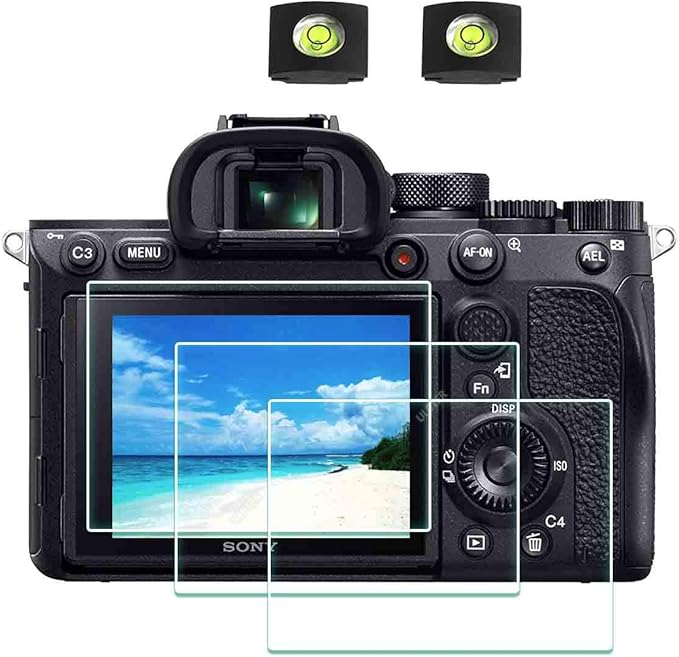 ULBTER Screen Protector for Sony alpha a7II A7III A7 III A7 II A7R IV A7R III A7R II & Hot Shoe Cover [3+2Pack] 0.3mm 9H Hardness Tempered Glass Cover Anti-Scrach Anti-Fingerprint Anti-Bubble