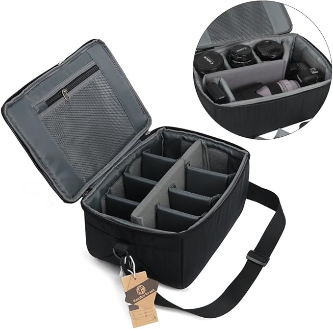 Koolertron Dslr Camera Insert Bag Purse Universal Liner Lens Pouch Partition Protective Cover Waterproof Sleeve for Cannon/Nikon/Sony (Black)