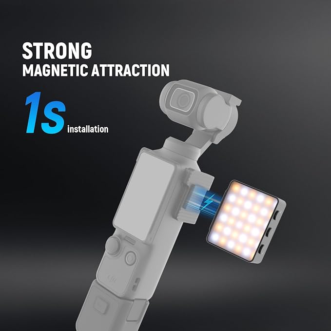 NEEWER Basics Bi Color Magnetic Camera Auxiliary Light Compatible with DJI OSMO Pocket 3, 1.5W Rechargeable Plastic Mini LED Fill Light Attachment for TikTok Vlog Selfie Video Recording, M24