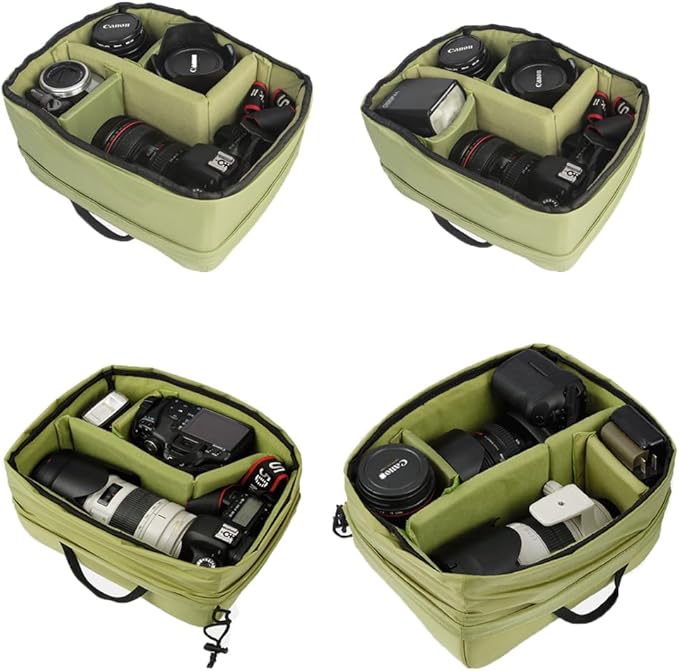 Hilitand Protective Flexible Padded Storage Bag, Removable Partition Camera Inserts Padded Bag Pouch with Adjustable Dividers Shockproof for Mirrorless Cameras, Lenses, Flash