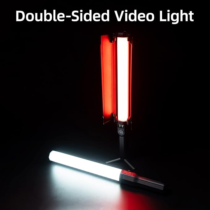 VILTROX 2770lux/0.7M RGB LED Light Stick, 22 Inch Double-Sided Handheld LED Light Wand with Barn Door, Smartphone Remote 2800K-6800K, HSL COL RGB Full Color, 26 Customizable Effects (H18)