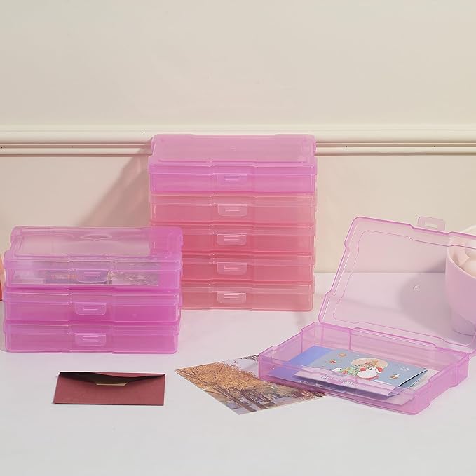 Party Club of America 4""x6"" Photo Storage Box with Handle photo and craft keeper storage box 16 Inner photo case Large Gradient, Pink Series