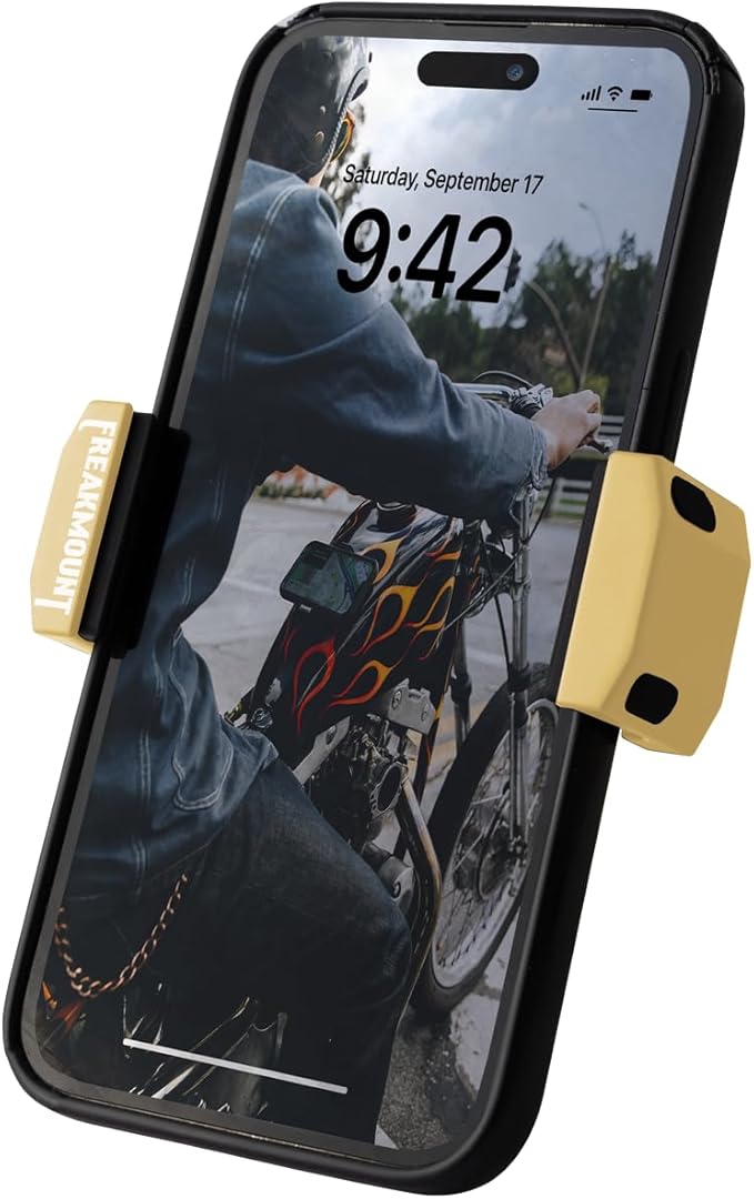 FREAKMOUNT 2.0 Magnetic Motorcycle Phone Mount - Compatible with Harley Davidson - Premium Billet Aluminum Holder for Gas Tank, High-Speed Magnet Accessories - Fits Most Phones, Electric Yellow