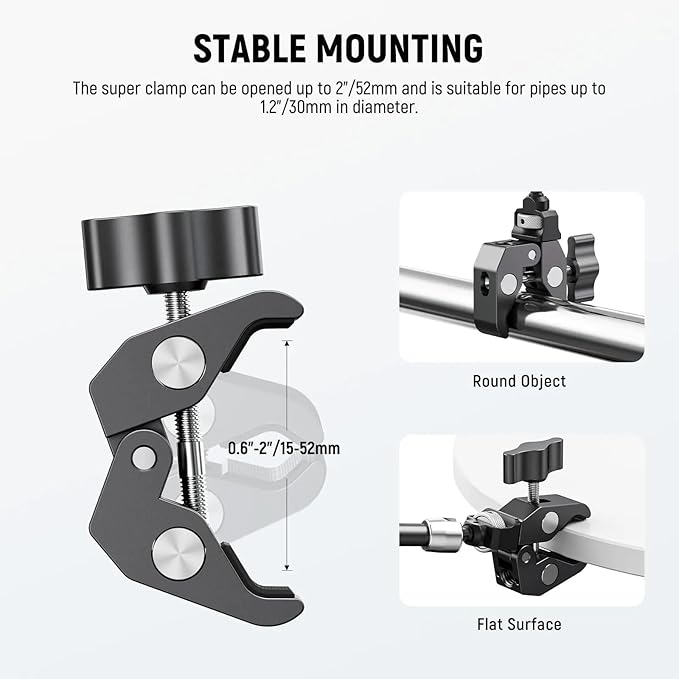Compatible for 7" Articulating Magic Arm & Super Clamp for DSLR, Action Camera & Monitor(with Clamp)