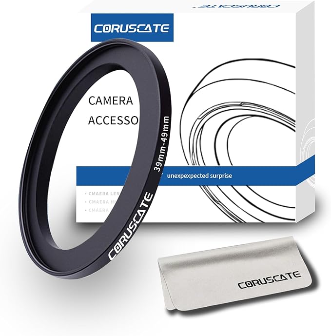 39mm to 49mm Camera Filter Adapter Ring,39mm-49mm Lens Adapter Metal Filter Rings Compatible All 39mm Size Lens and 49mm Thread Size Camera Accessory+1pcs Lens Cleaning Cloth.