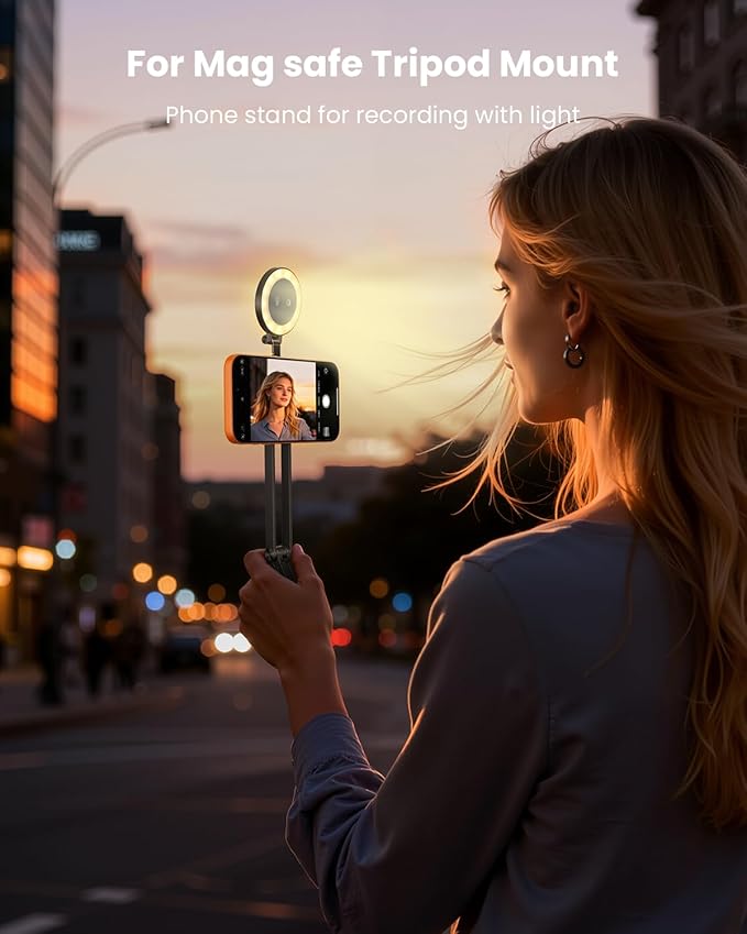 2-in-1 Magnetic Phone Tripod Magnetic Selfie Light for Magsafe Tripod Phone Mount Smartphone Stand Selfie Stick with Fill Light for iPhone Accessories