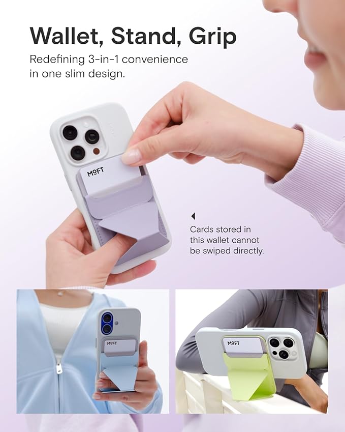MOFT Magnetic Wallet Stand Compatible with iPhone 17/16/15/14/13/12 Series, Angle Adjustment & Magsafe Compatible MOVAS Phone Stand,Soothing Mist
