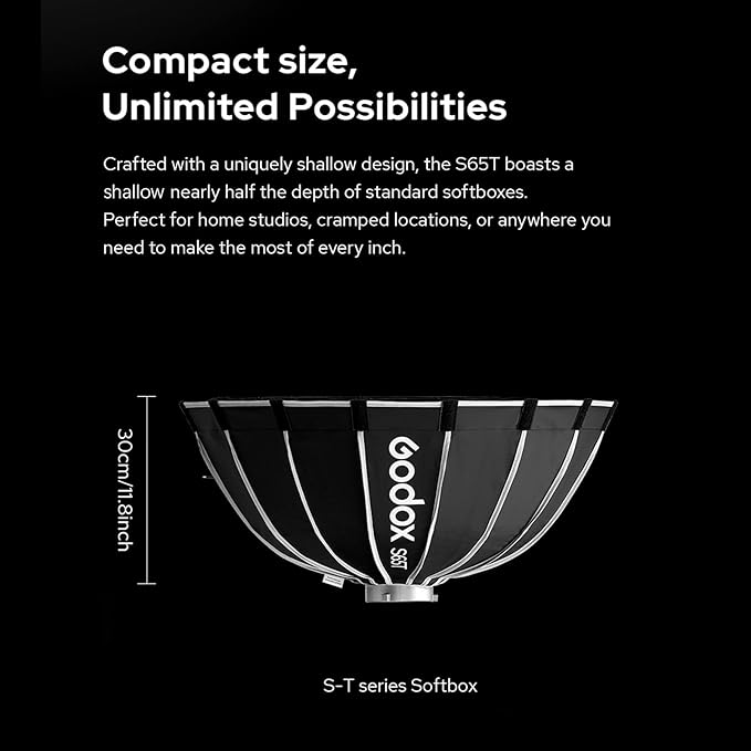 Godox S65T 65cm/25.6in Quick Release Umbrella Softbox Professional Foldable Softbox with Standard Bowen Mount & Diffusers for Photography Studio