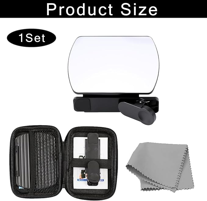 Mirror Reflection Clip,Smartphone Camera Mirror Reflection Clip Kit,Phone Mirror,Photography Accessories for All Smartphone, Easy Hd Glass-Mirror Clip-On Design for Travel & Selfie Photography