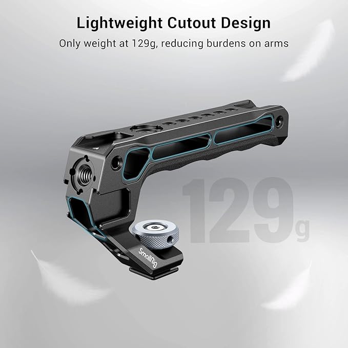 SmallRig Lightweight Top Handle, Grip for DSLR Camera Cage, Universal Handle with 5 Cold Shoe Adapters and Cold Shoe Base (Lite) - 3764