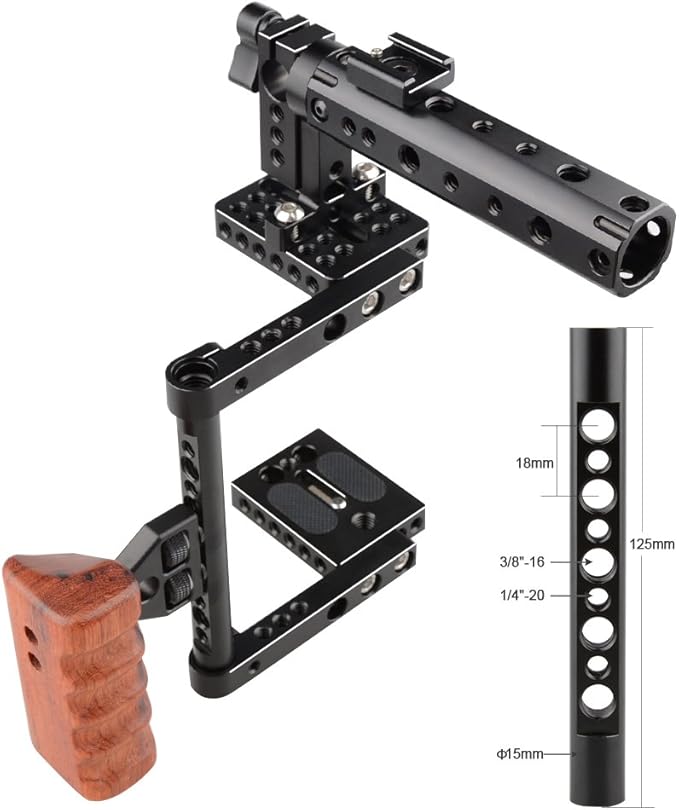 CAMVATE DSLR Camera with Cage Top Handle Wood Grip for 600D 70D 80D - 1373