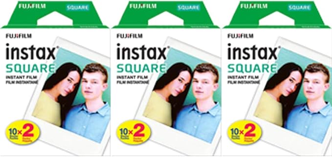 3X Fujifilm Instax Square Instant Film (60 Exposures) + Hanging Photo Frames for Square Film Assorted Colors – Deluxe Accessory Bundle