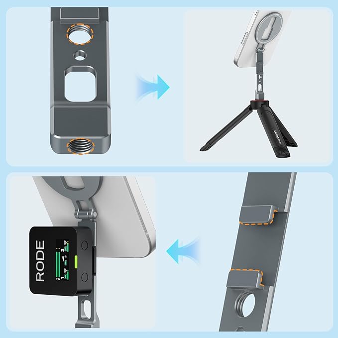 VRIG Phone Tripod Holder Mount for MagSafe,Aluminum Tripod Mount Adapter with 1/4”-20 & Cold Shoe for Video Recording for iPhone 17 16 15 14 13 12 Pro Max Plus Series