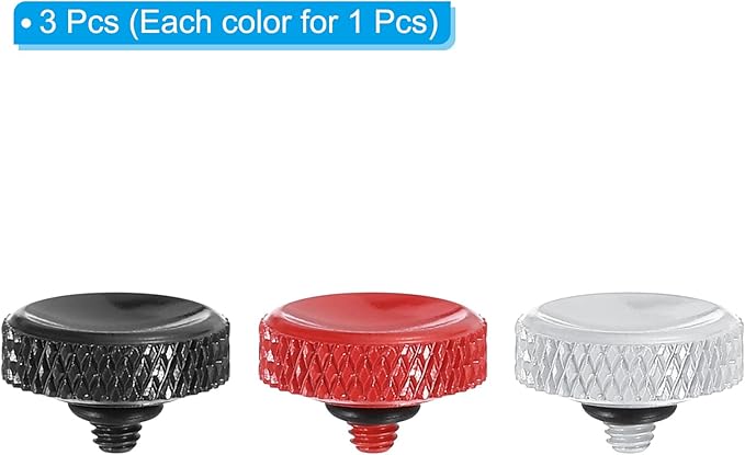 PATIKIL Camera Shutter Button, 3 Pack Soft Shutter Release Button Pure Copper Camera Button Carved, Red Silver Black for Nikon for Fujifilm for Leica