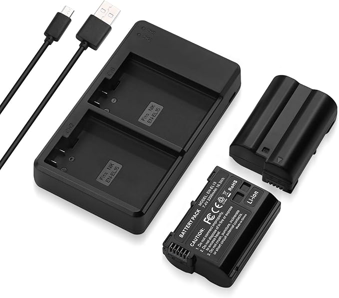 LORDONE EN-EL15C Battery (2-Pack) / EL15a /EL15b and USB Dual Charger Compatible with Nikon Z5,Z5II,Z6III,Z6II, Z6,Z7, Z8, D7500, D500, D7200, D810A,D810,D850 Batteries