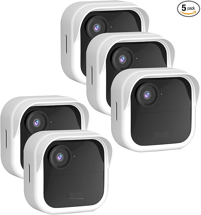 Silicone Case Cover for All-New Blink Outdoor 4 (4th Gen) - Weatherproof Protective Skin Cover with Hat Brim for All-New Blink Outdoor 4 & 2K Smart Security Camera (White, 5 Pack)