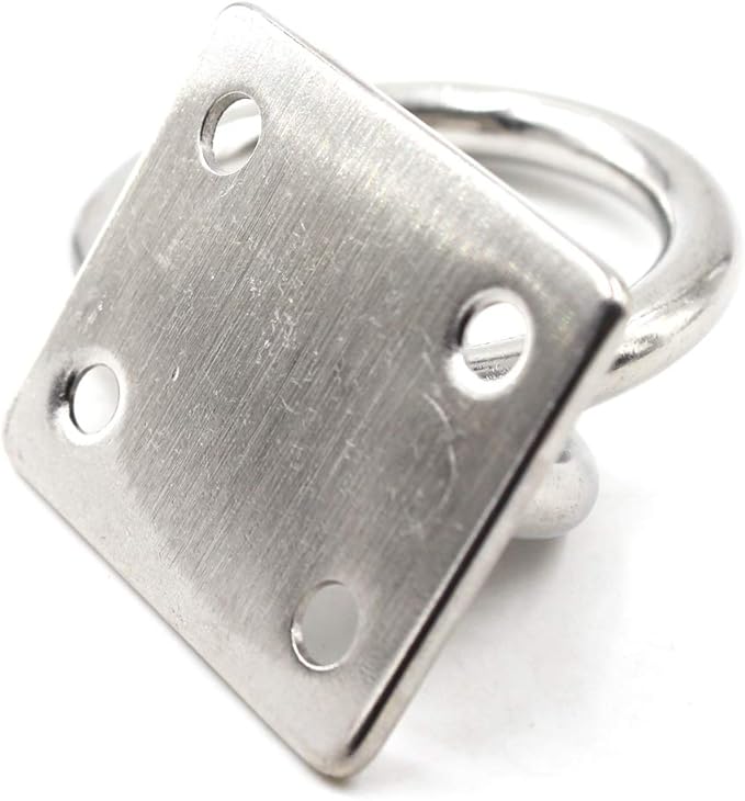 Square Ceiling Wall Mount Hook Heavy Duty Anchor with Ring 1/4" 6mm 304 Stainless Steel Great for Yoga Swings Hammocks/Boat Rigging/Marine Deck Hardware/Suspension Training Straps