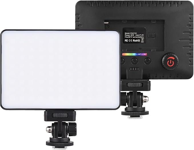 Andoer LED Video Light, Camera Light Mini Photography Lamp Dimmable LED Light Portable Vlog Light 196 LED Beads Battery Powered 2500K-9000K Dimmable with 1/4in Hot Shoe Mount 1/4in Threaded Hole