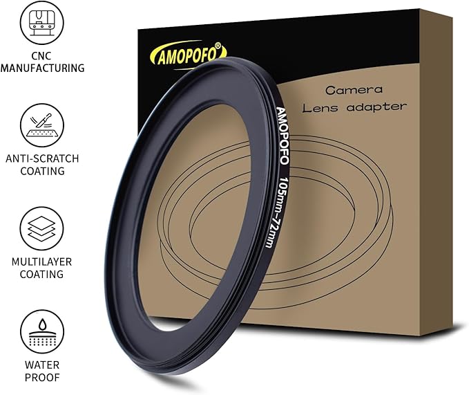 105mm Lens to 72mm Camera Filter Ring,105mm to 72mm Step-Down Ring Filter Adapter for 72mm UV,ND,CPL,Metal Step-Down Ring
