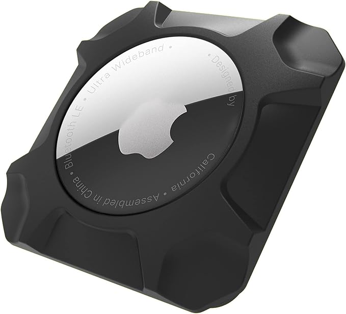 for Airtag Holder Strong Case Stick-On Mount for Airtag Protective Pasteable Accessories Air Tag Case Compatible with Apple AirTag Hidden Protective Location Tracker (1 Pack Black)