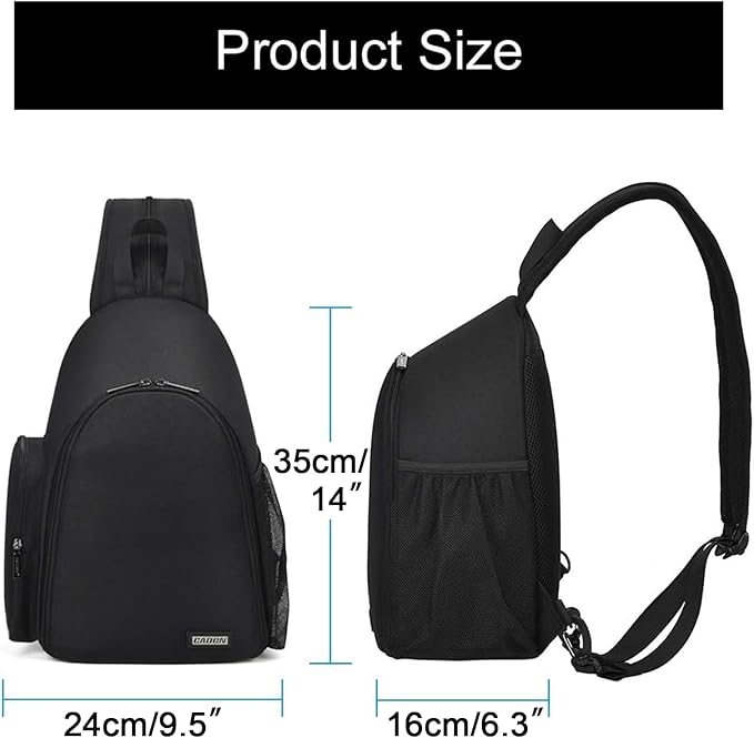 CADeN Camera Bag Sling Backpack, Camera Case Backpack with Tripod Holder for DSLR/SLR Mirrorless Cameras (Canon Nikon Sony Pentax) Black
