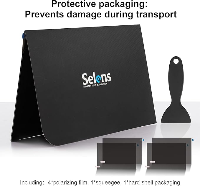 Selens Polarizer Film 7.8x11.8 inch Non-Adhesive Polarized Film Sheets for Physics Education, Photography, Screen 4Pcs
