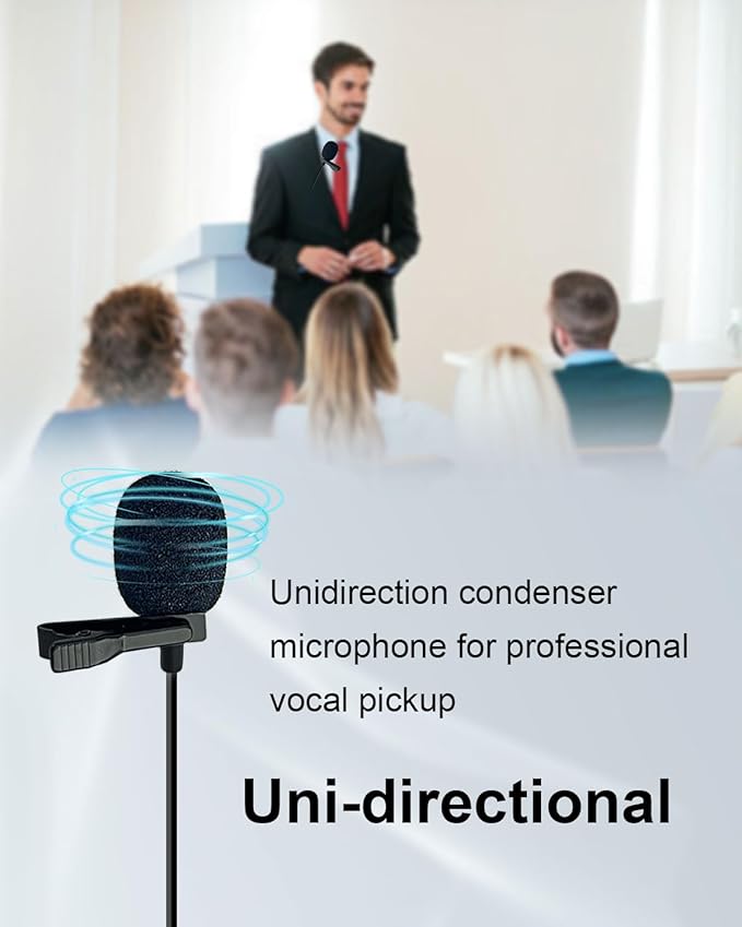 Ta4f Plug Lavalier Lapel Microphone for Shure Wireless Transmitter, 1.5M Wired Unidirectional Condenser Mic for YouTube, Lectures, Living Performance - Mini XLR Ta4f Plug
