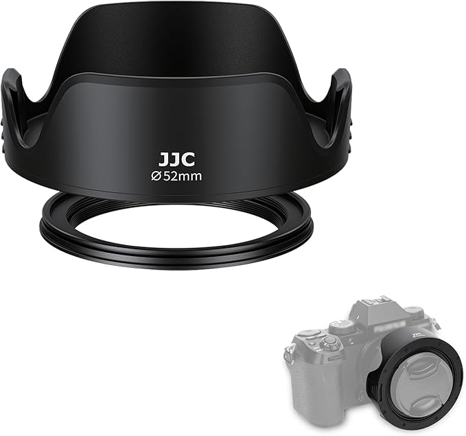JJC 52mm Tulip Lens Hood for Nikon D3200 D3300 D5200 D5300 D5500 with AF-S DX 18-55mm Kit Lens & for Fujifilm X-M5 X-T50 X-T30 II X-S20 with XC 15-45mm Kit Lens, Compatible with a 52mm Filter/Cap