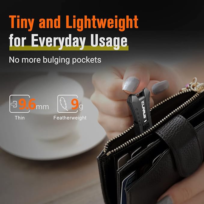 klarus Mi2 Mini LED Keychain Flashlights, Super Lightweight & Small Rechargeable 40 Lumens EDC Flash Light with Built-in Battery and USB Cable(Black)