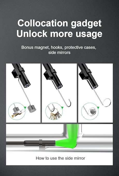 1920P HD Endoscope Camera with 8 Light, 9.8ft Ultra-Maneuverable Borescope for Smartphones, Handy Tangle-Free Snake Lightweight Inspection, Semi-Rigid Cable for Android and iOS, iPhone, iPad, Tablets