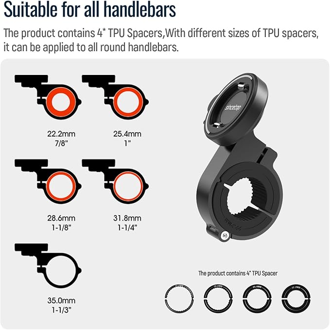 Bike Phone Mount,Motorcycle Phone Holder with Universal Adapter,Out Front Bicycle Handlebar Mount for Mountain Road EBike,Scooter,Moto,MTB,Quick Release Attach/Detach-Black【Series C - 1st Gen】