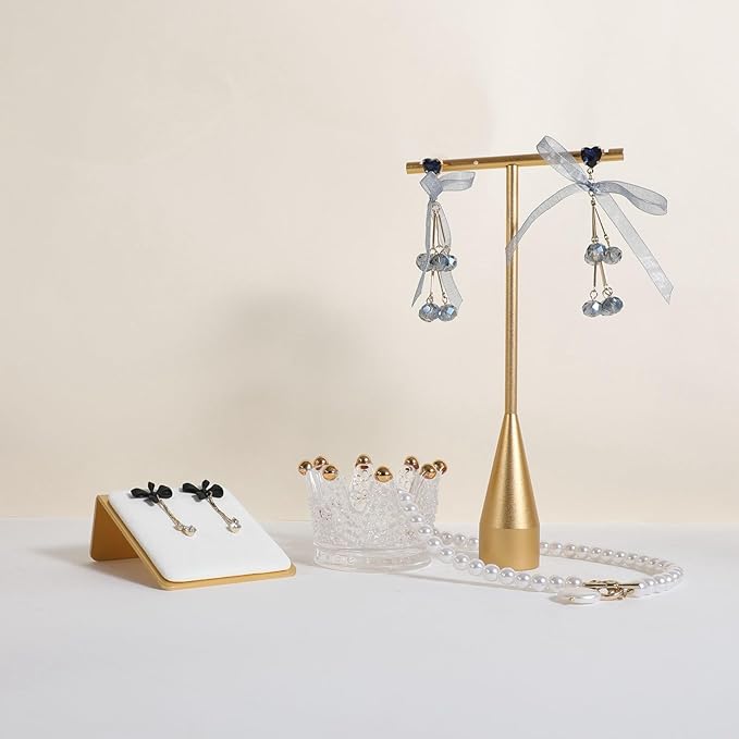 GemeShou Velvet earring display stands for selling, White earring holder, Gold Jewelry studs organizer【White】